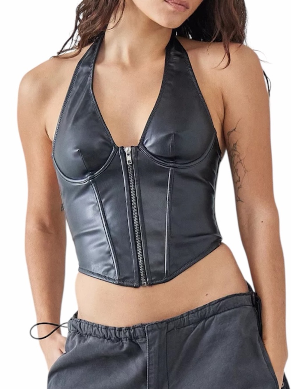 Urban Outfitters Out From Under black Hot Stuff faux leather corset